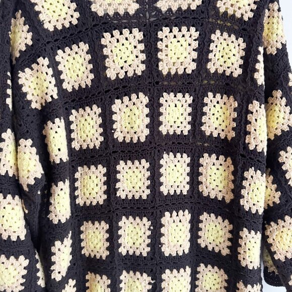 Zara Granny Squares Crochet Borwn Yellow Knee Lenght Dress M/L - Picture 7 of 7